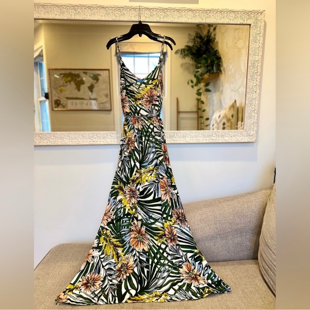 Design Lab Tropical Maxi Dress w/ Belt - M